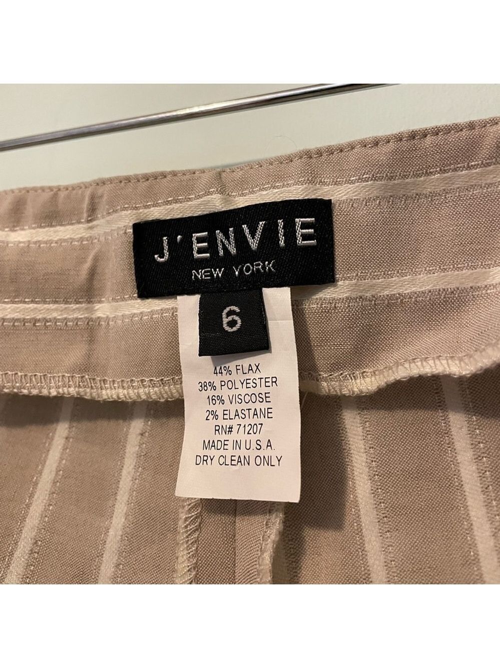 J’envie New York Flax Blend Striped Pants Size 6 - Picture 2 of 4